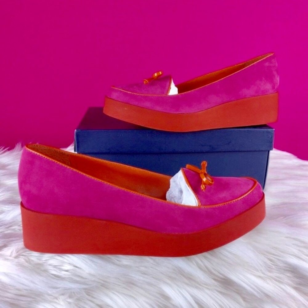 @ Bernardo Platform Loafers Pink Orange Bow